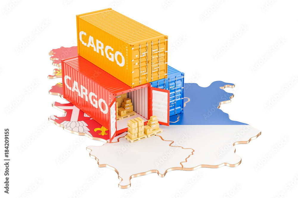 Fototapeta Cargo Shipping and Delivery from Serbia concept, 3D rendering
