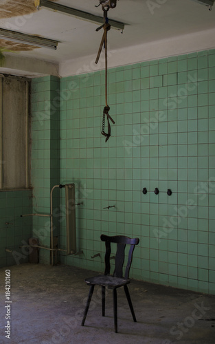 Gallows in abandoned hospital photo