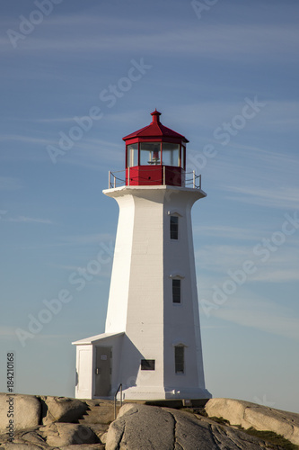 Peggys Cove Lighthouse  Nova Scotia  Canada on rocky shores