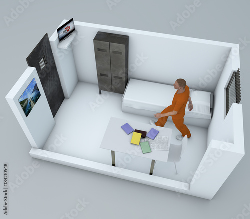 Cella di un carcere, interno di una cella di una prigione photo