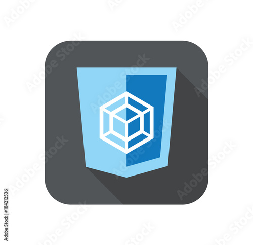vector web development blue shield sign - html5 styled badge with square shape. isolated icon