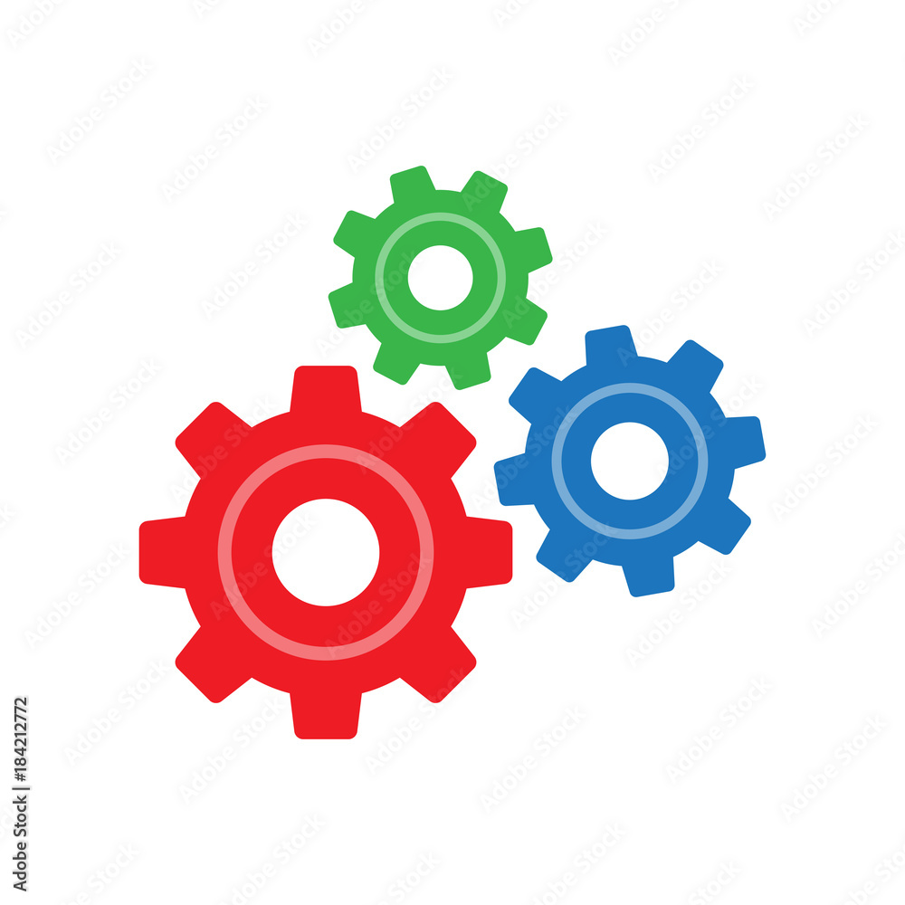 Three gear sign simple icon on background Three gear sign simple icon on background