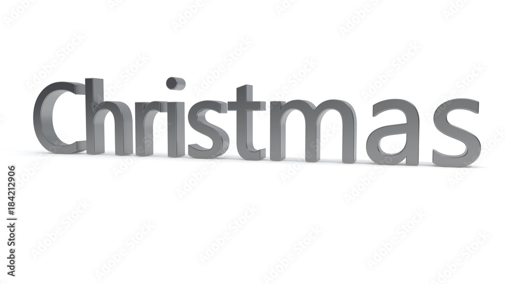 Christmas text on a white background, 3d rendering Christmas text on a white background, 3d rendering