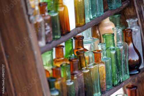 collection of old glass bottles