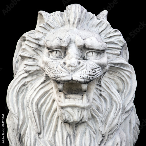 sculpture of the head of a white lion