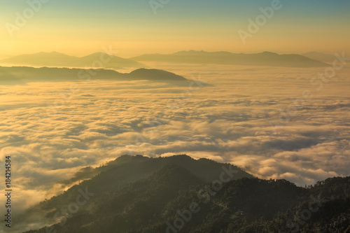 Landscape with the mist at Pha Tung mountain in sunrise time, Chiang Rai Province, Thailand © Southtownboy Studio