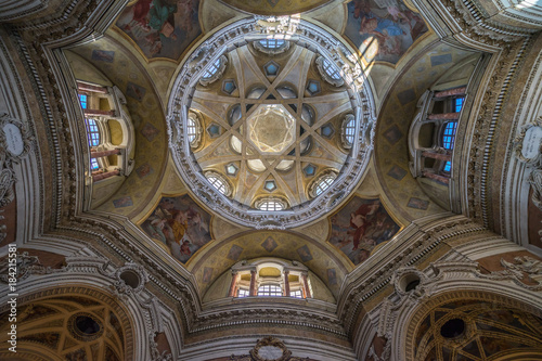 Baroque dome of church of San Lorenzo, designed and built by Guarino Guarini, Turin, Italy