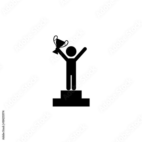 the winner raises the cup icon. The sign of win Icon. Premium quality graphic design. Signs, symbols collection, simple icon for websites, web design, mobile app