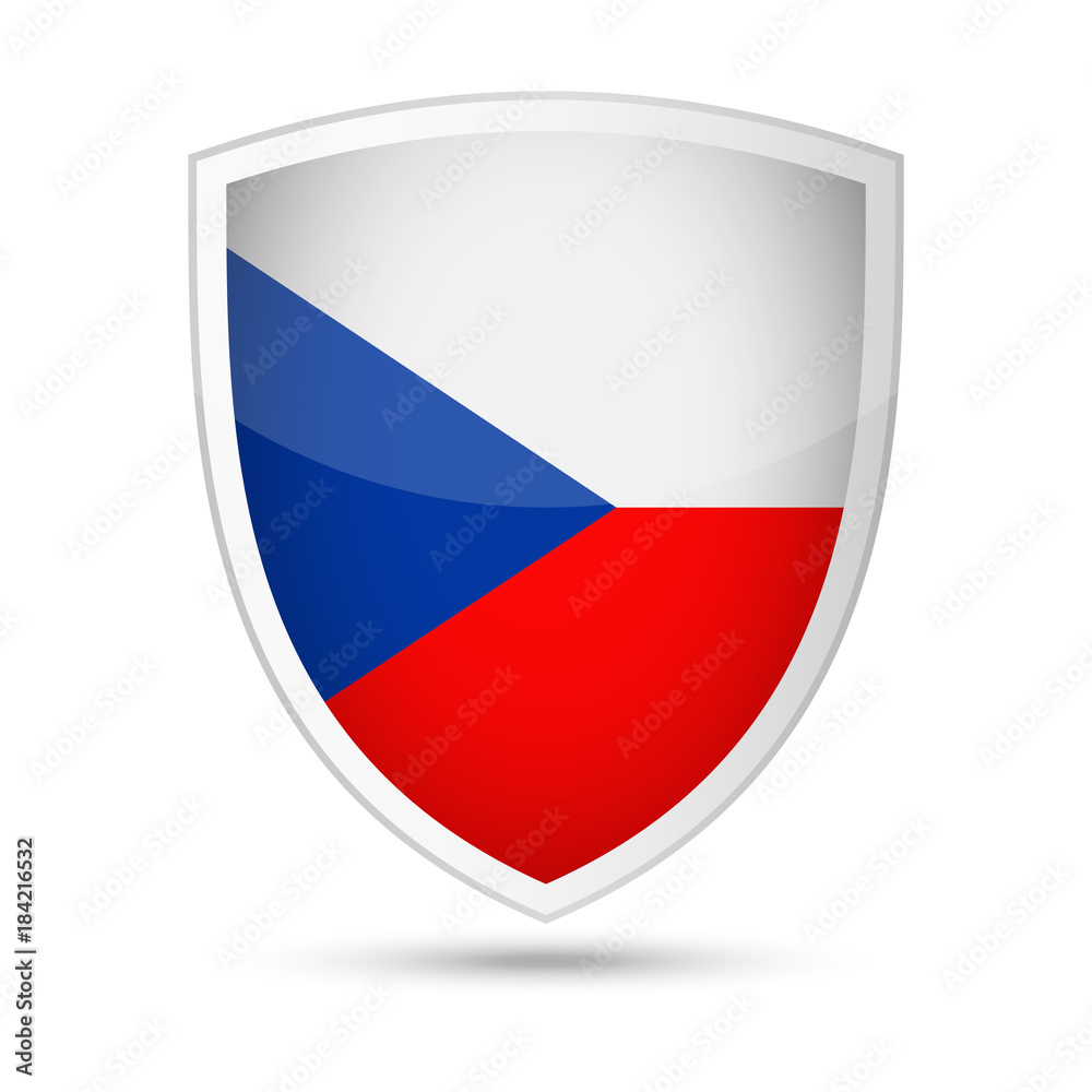Czech Republic Flag Vector Shield Icon Czech Republic Flag Vector Shield Icon