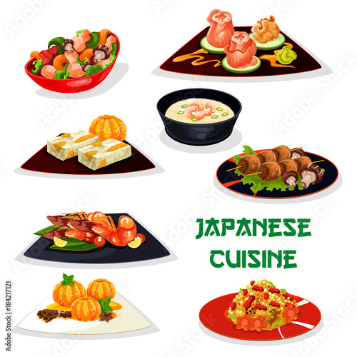 Japanese restaurant dinner icon of asian cuisine