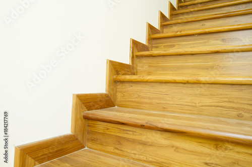 Modern style wooden stairs, Interior design.
