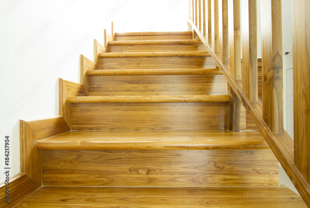 Fototapeta premium Modern style wooden stairs, Interior design.