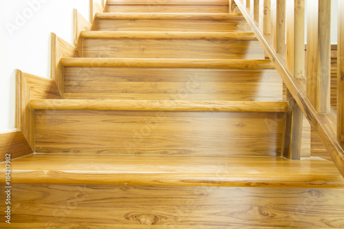 Modern style wooden stairs, Interior design.