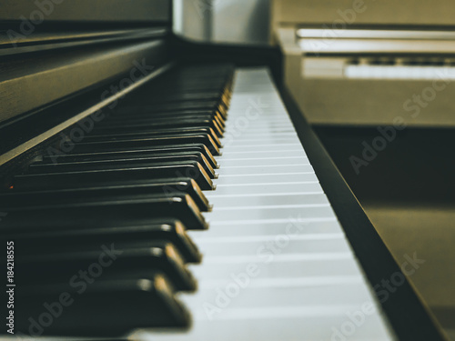 macro shot of the classical piano keys