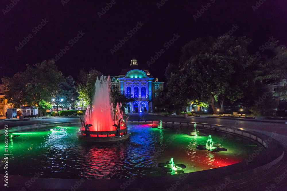 Night view of Plovdiv city hall, Bulgaria
