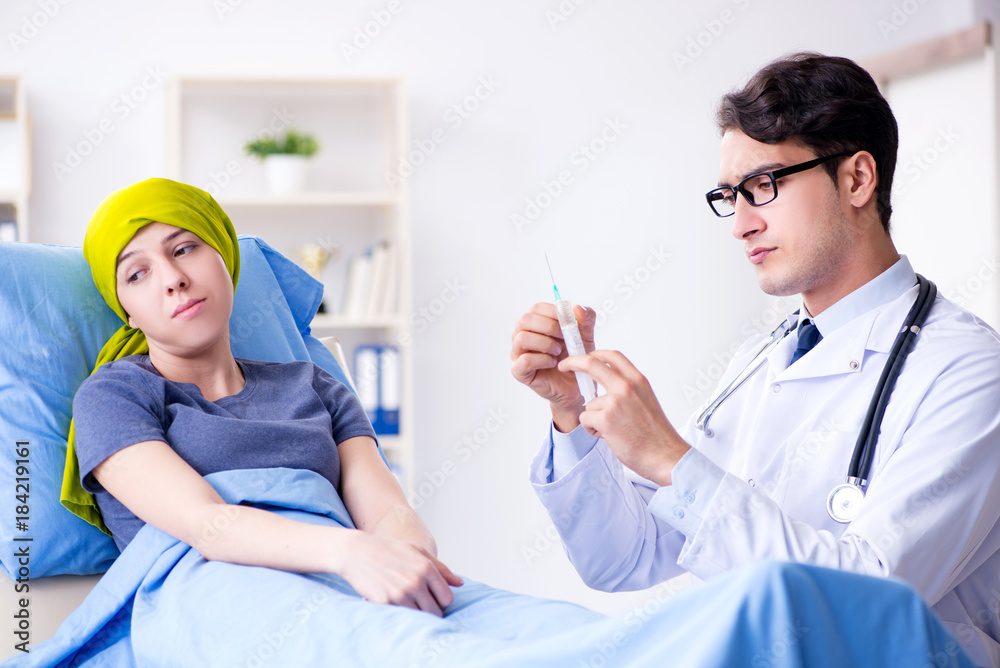 Cancer patient visiting doctor for medical consultation in clini Cancer patient visiting doctor for medical consultation in clini
