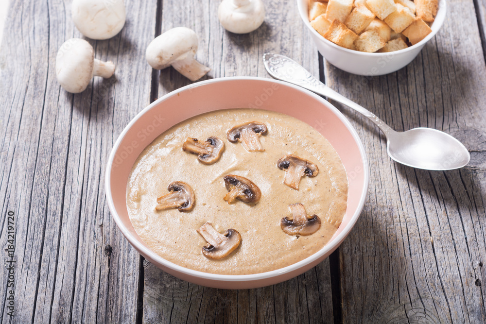 French cream soup with mushroums French cream soup with mushroums