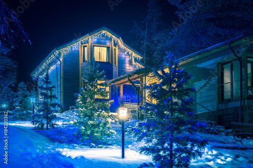 Private house in winter. Ch...