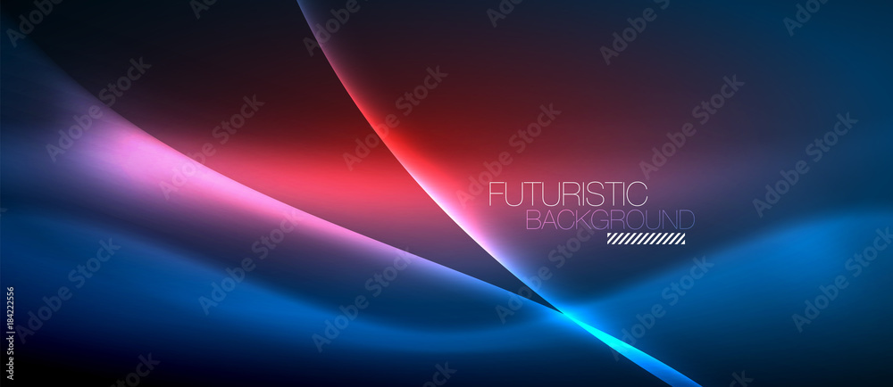 Neon glowing wave, magic energy and light motion background Neon glowing wave, magic energy and light motion background