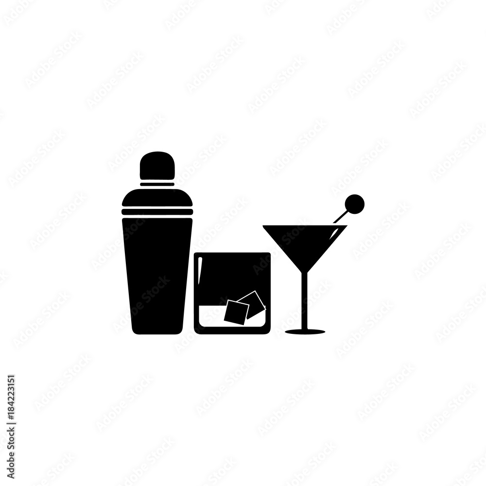 Cocktail Shaker and a Cocktail Glasses icon. Night club icon. Element of  place of entertainment icon. Premium quality graphic design. Signs, outline  symbols collection icon Stock Vector | Adobe Stock