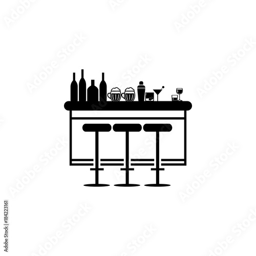 Bar counter with stools icon. Night club icon. Element of place of entertainment icon. Premium quality graphic design. Signs, outline symbols collection icon for websites, web design