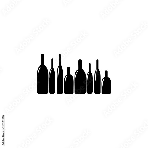 Wine bottles and beer bottles silhouettes icon. Night club icon. Element of place of entertainment icon. Premium quality graphic design. Signs, outline symbols collection icon photo