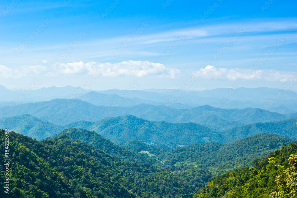 Fototapeta premium landscape of layer mountain, north of Thailand