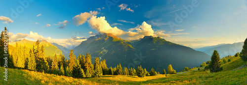 Panorama of evening Alps