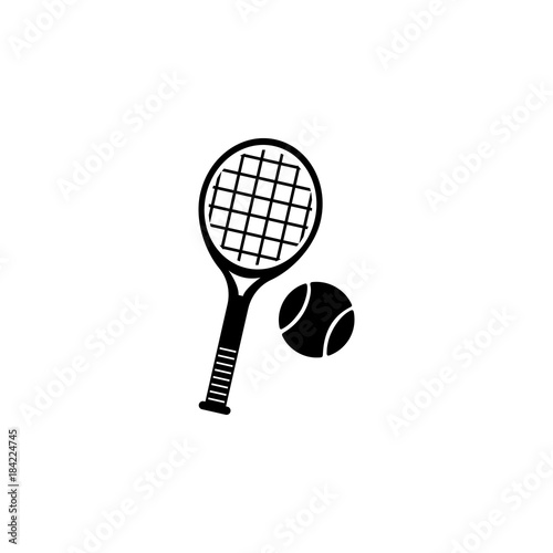 Tennis racket and ball icon. Sports Accessory icon. Sport element icon. Premium quality graphic design. Signs, outline symbols collection icon for websites, web design, mobile app