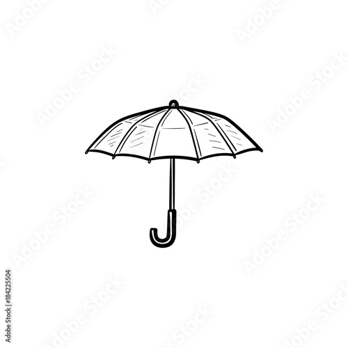 Vector hand drawn umbrella outline doodle icon. Umbrella sketch illustration for print, web, mobile and infographics isolated on white background.