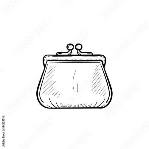 Vector hand drawn purse outline doodle icon. Purse sketch illustration for print, web, mobile and infographics isolated on white background.
