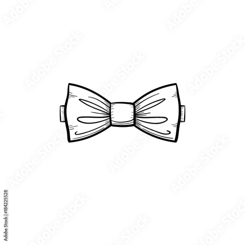 Vector hand drawn bowtie outline doodle icon. Bow tie sketch illustration for print, web, mobile and infographics isolated on white background.