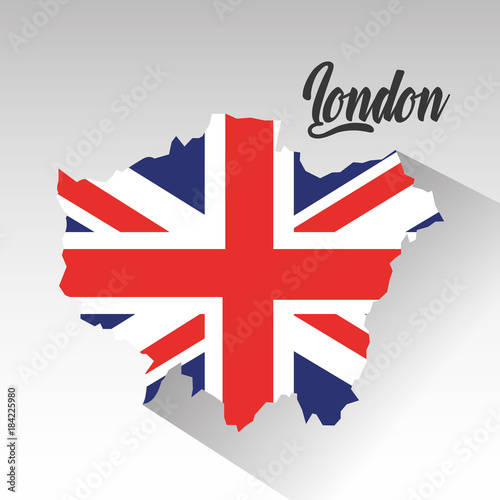 london map with england flag inside vector illustration
