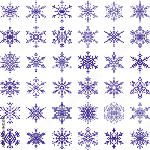 Snowflakes vector icons frozen frost star Christmas decoration snow winter flakes elemets Xmas holiday design illustartion