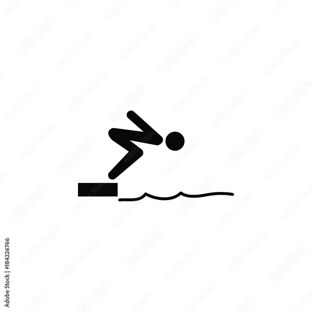 Swimmer jumping from starting block in pool icon. Silhouette of an athlete icon. Sportsman element icon. Premium quality graphic design. Signs, outline symbols collection icon Swimmer jumping from starting block in pool icon. Silhouette of an athlete icon. Sportsman element icon. Premium quality graphic design. Signs, outline symbols collection icon
