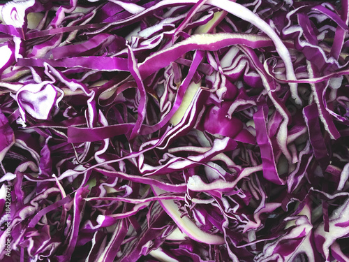 Sliced purple cabbage for salad or side dish © Buntoon