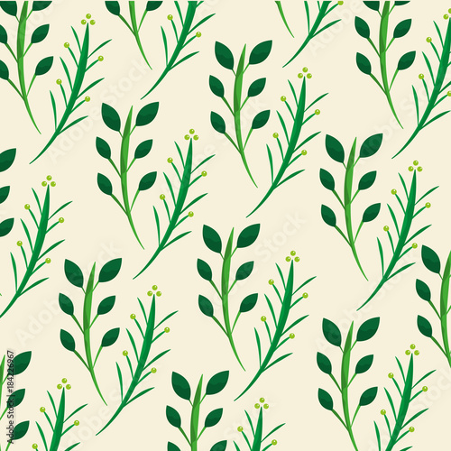 green floral leaves branch natural pattern vector illustration