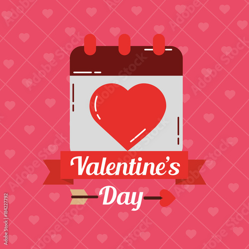 valentines day card calendar love dating banner vector illustration