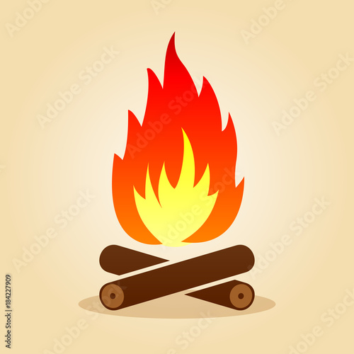 bonfire in flat design concept