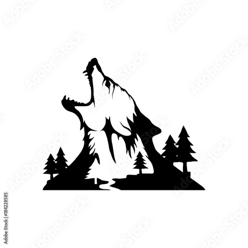 Chinese wolf. Wolf head logo.