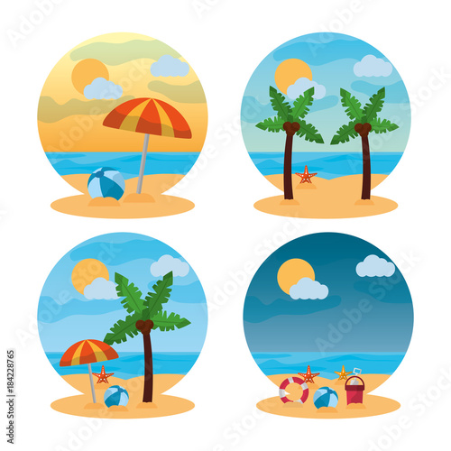 summer landscape different scene beach vector illustration