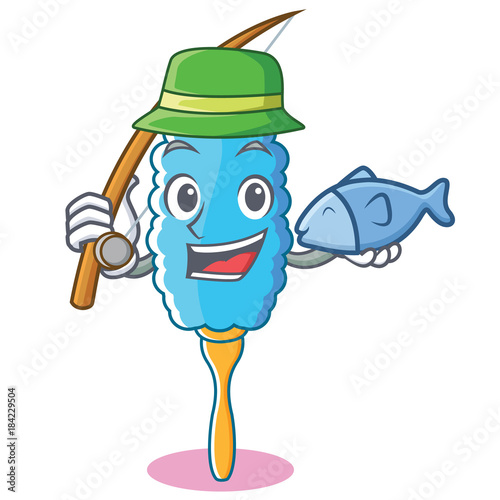 Fishing feather duster character cartoon