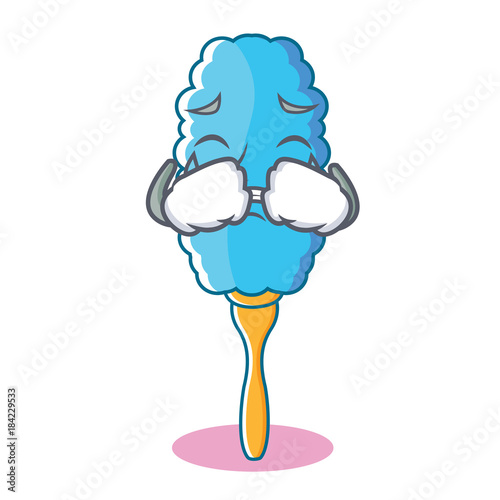 Crying feather duster character cartoon