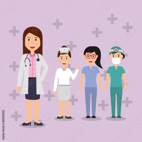 doctors female staff hospital professional people vector illustration