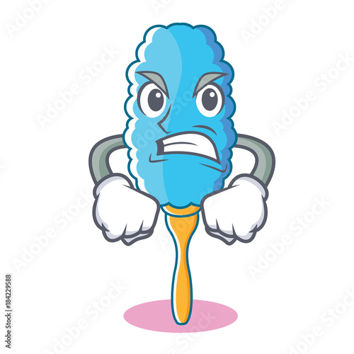 Angry feather duster character cartoon