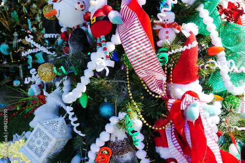 Traditionally decorated Christmas Trees with holiday ornaments