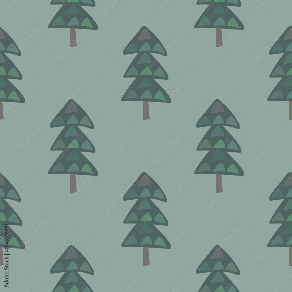 Christmas tree seamless pattern on a grey blue background Christmas tree seamless pattern on a grey blue background