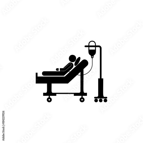 donor lies on a gurney and blood transfusions illustration icon. Medicine icon. Element Patient silhouette icon. Premium quality graphic design. Collection icon for websites