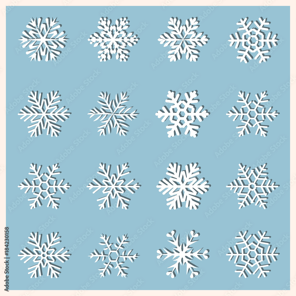 large set of various carved, lace or simple snowflakes large set of various carved, lace or simple snowflakes