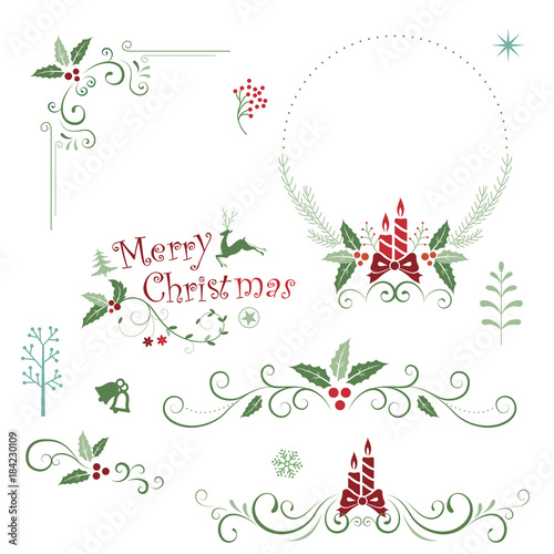 Ornate vintage design elements with Christmas